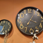 Wandklok metaal 'zwart/goud' Ø 40 cm