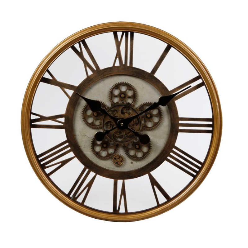 Wandklok open uurwerk cijfers messing O 54 5 cm Wandklokkengigant